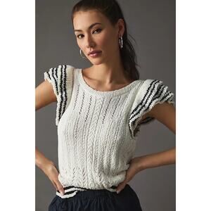 Maeve Anthropologie Ruffle Sleeve Sweater Top Size Small
